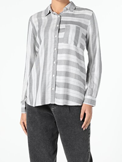 Image de Chemise À Manches Longues Gris Regular Fit   Femme