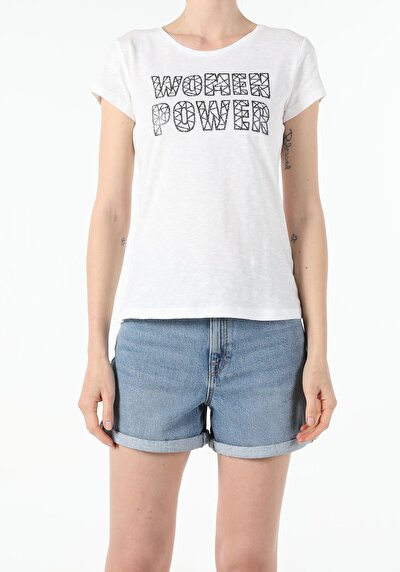 Image de T-shirt À Manches Courtes Blanc Slim Fit Femme