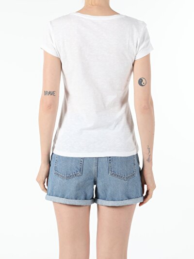 Image de T-shirt À Manches Courtes Blanc Slim Fit  Femme