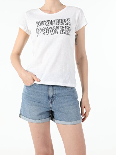 Image de T-shirt À Manches Courtes Blanc Slim Fit  Femme