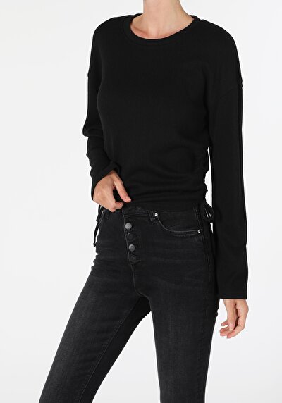 Image de T-shirt À Manches Longues Noir Regular Fit Femme