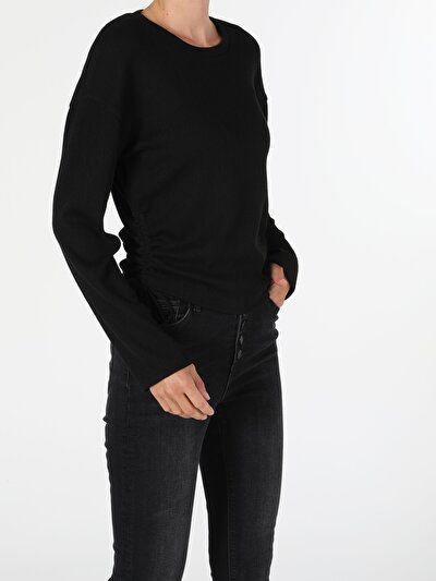 Image de T-shirt À Manches Longues Noir Regular Fit  Femme