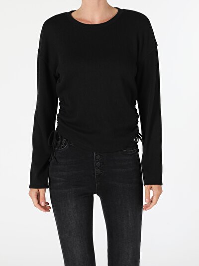 Image de T-shirt À Manches Longues Noir Regular Fit  Femme