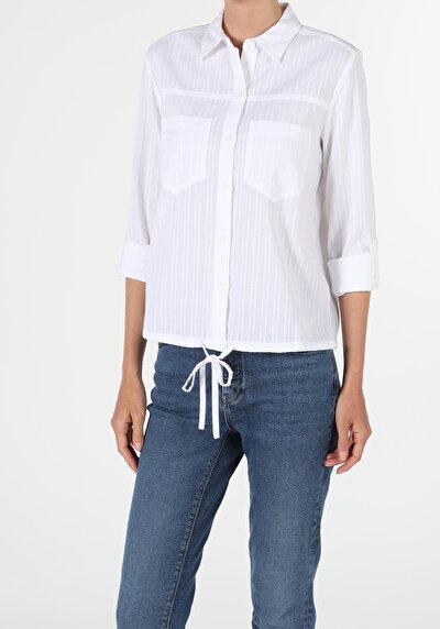 Image de Chemise À Manches Longues Blanc Regular Fit Femme