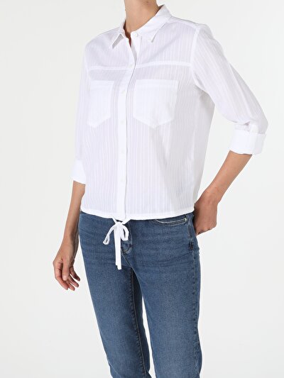 Image de Chemise À Manches Longues Blanc Regular Fit Femme