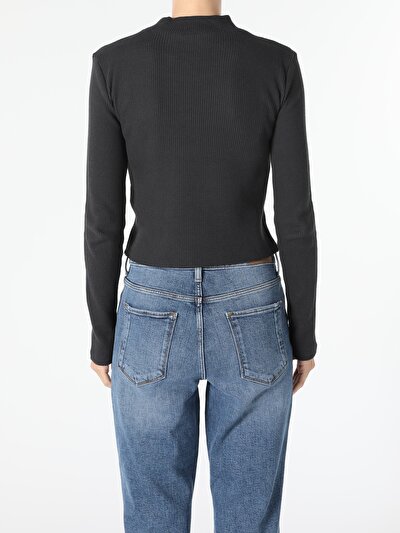 Image de T-shirt À Manches Longues Anthracite Slim Fit  Femme