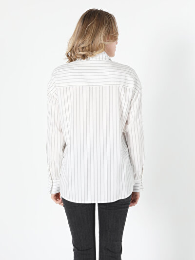 Image de Chemise À Manches Longues Blanc Relaxed Fit Femme