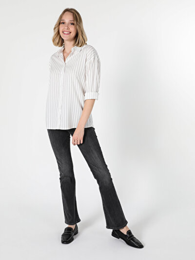 Image de Chemise À Manches Longues Blanc Relaxed Fit Femme