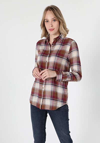 Image de Chemise À Manches Longues Bordeaux Regular Fit Femme