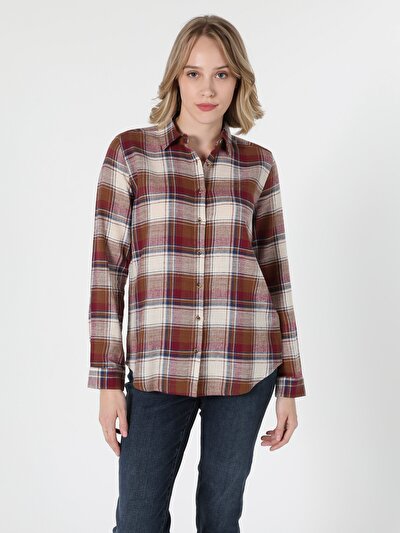 Image de Chemise À Manches Longues Bordeaux Regular Fit   Femme
