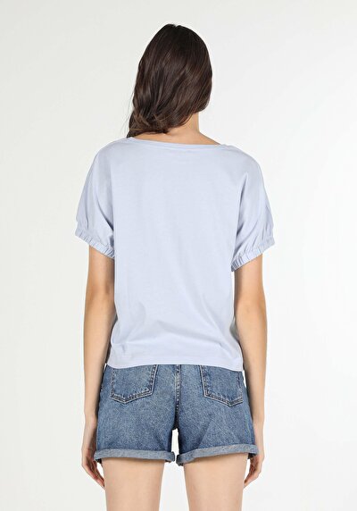 Image de T-shirt À Manches Courtes Bleu Regular Fit  Femme