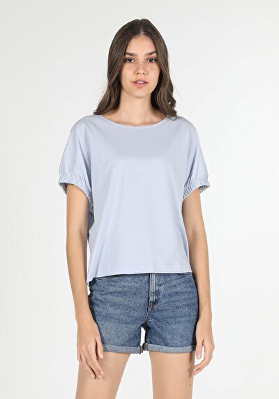Image de T-shirt À Manches Courtes Bleu Regular Fit  Femme