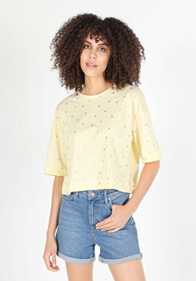 Image de T-shirt À Manches Courtes Jaune Comfort Fit Femme
