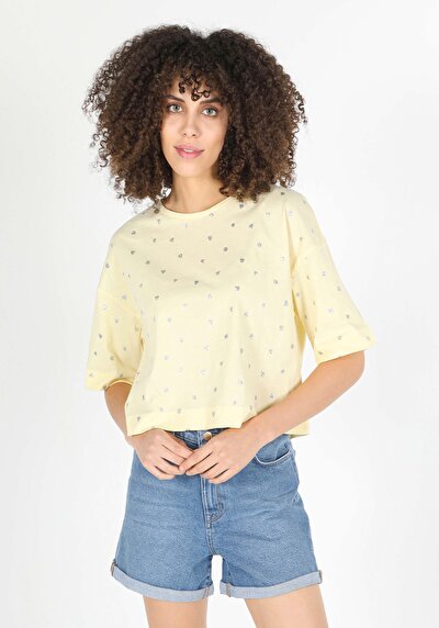 Image de T-shirt À Manches Courtes Jaune Comfort Fit Femme
