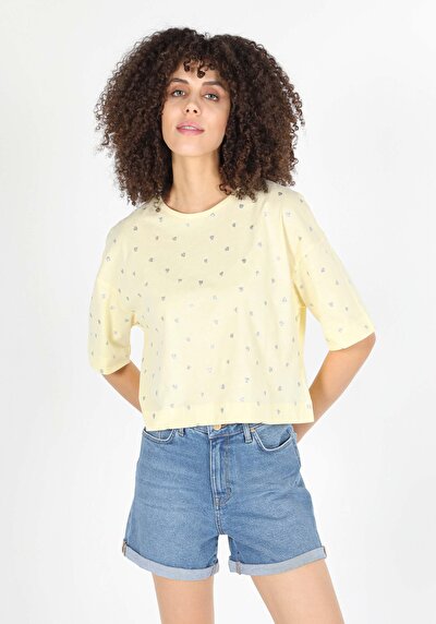 Image de T-shirt À Manches Courtes Jaune Comfort Fit  Femme