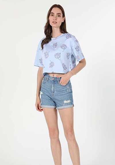 Image de T-shirt À Manches Courtes Bleu Comfort Fit  Femme
