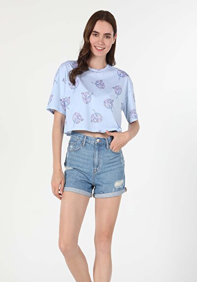 Image de T-shirt À Manches Courtes Bleu Comfort Fit Femme
