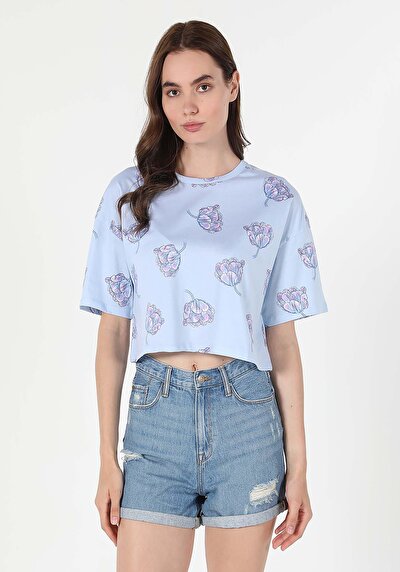 Image de T-shirt À Manches Courtes Bleu Comfort Fit  Femme