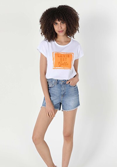 Image de T-shirt À Manches Courtes Blanc Regular Fit Femme