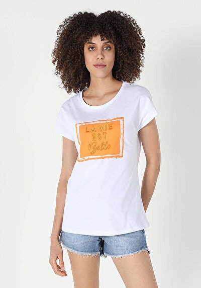 Image de T-shirt À Manches Courtes Blanc Regular Fit  Femme