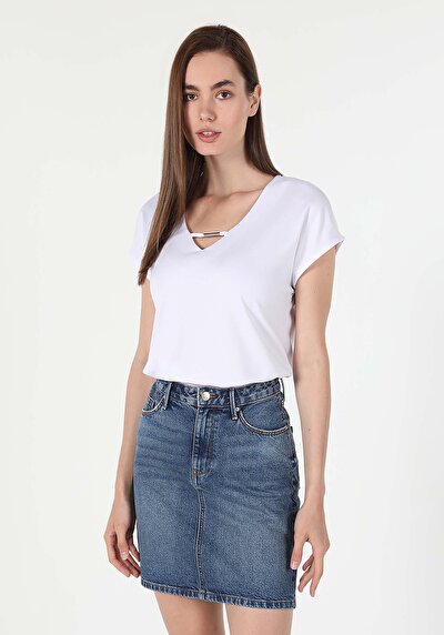 Image de T-shirt À Manches Courtes Blanc Regular Fit  Femme