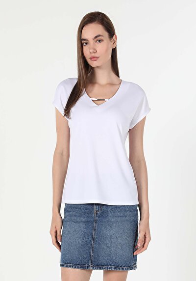 Image de T-shirt À Manches Courtes Blanc Regular Fit  Femme
