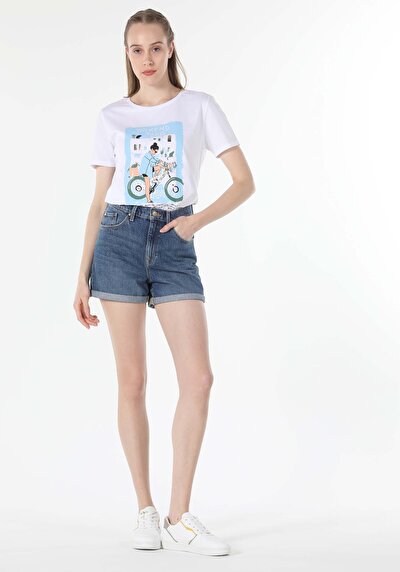 Image de T-shirt À Manches Courtes Blanc Regular Fit  Femme