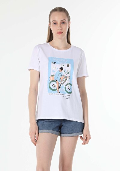 Image de T-shirt À Manches Courtes Blanc Regular Fit  Femme