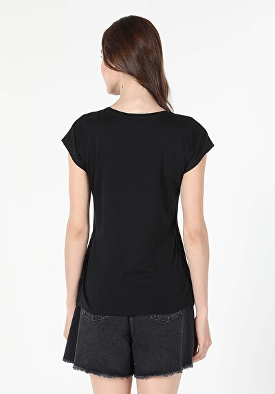 Image de T-shirt À Manches Courtes Noir Regular Fit Femme