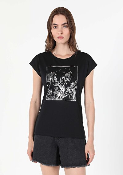 Image de T-shirt À Manches Courtes Noir Regular Fit Femme