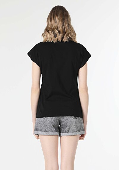 Image de T-shirt À Manches Courtes Noir Regular Fit Femme