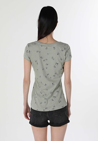 Image de T-shirt À Manches Courtes Vert Slim Fit Femme