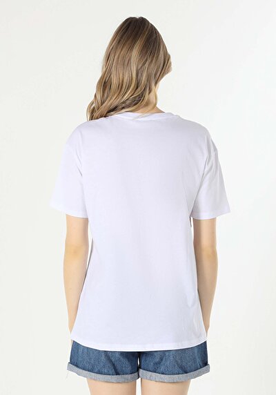 Afficher les détails de T-shirt À Manches Courtes Blanc Comfort Fit  Femme