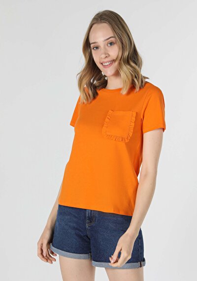 Image de T-shirt À Manches Courtes Orange Regular Fit Femme