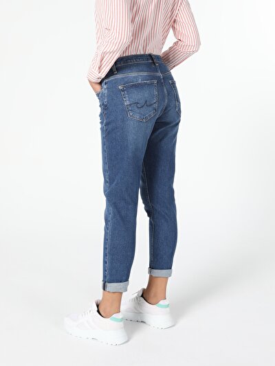 Afficher les détails de 893 Julia Pantalon Bleu Tapered Leg  En  Boyfriend Fit Femme