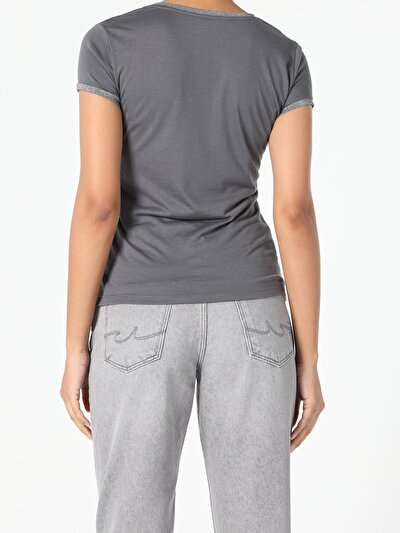 Image de T-shirt À Manches Courtes Anthracite Regular Fit Femme