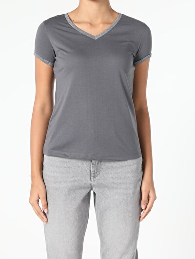 Image de T-shirt À Manches Courtes Anthracite Regular Fit  Femme