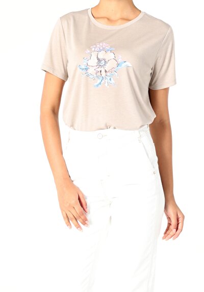 Image de T-shirt À Manches Courtes Beige Regular Fit  Femme