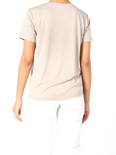 Image de T-shirt À Manches Courtes Beige Regular Fit Femme