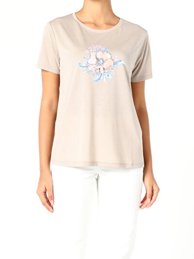 Image de T-shirt À Manches Courtes Beige Regular Fit  Femme