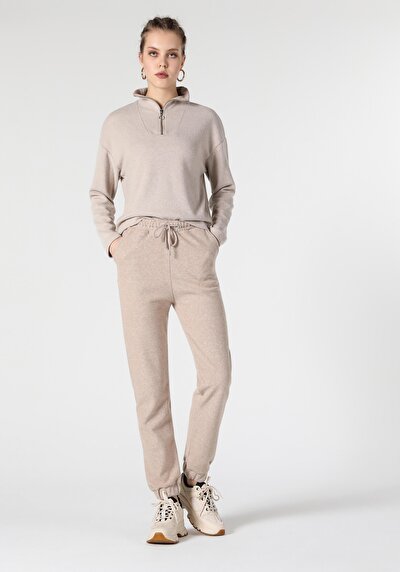 Afficher les détails de Pantalon De Survêtement Beige Regular Fit Femme