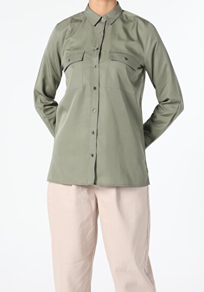 Image de Chemise À Manches Longues Kaki Regular Fit Femme