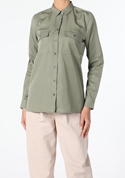 Image de Chemise À Manches Longues Kaki Regular Fit   Femme