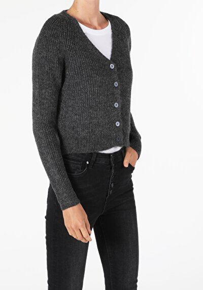 Image de Cardigan Tricot Anthracite Regular Fit Femme
