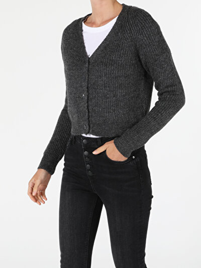 Image de Cardigan Tricot Anthracite Regular Fit Femme