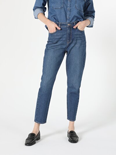 Image de 896  Maria Pantalon Denim Tapered Leg  En  Mom Fit Femme