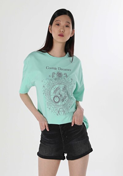 Image de T-shirt À Manches Courtes Vert Comfort Fit Femme