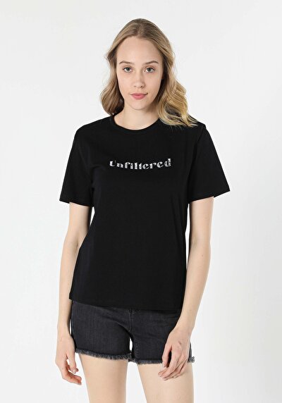Image de T-shirt À Manches Courtes Noir Regular Fit  Femme