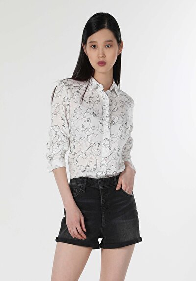 Image de Chemise À Manches Longues Blanc Slim Fit Femme