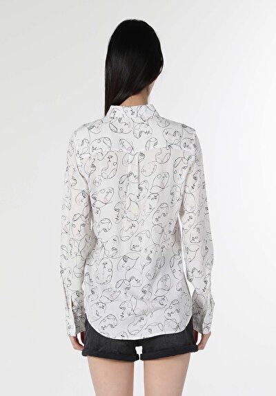 Image de Chemise À Manches Longues Blanc Slim Fit   Femme